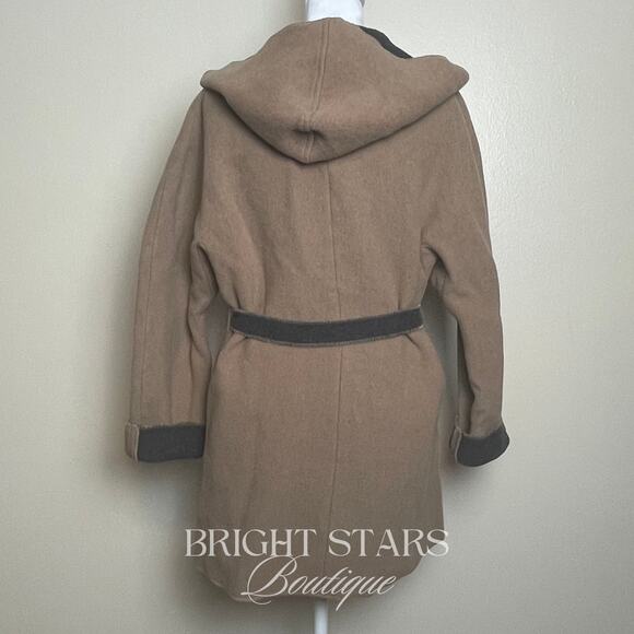 Rare Vintage Wool Coat Jacket ASO Buffy Summers BtVS Womens Tan Gray Belt - Picture 6 of 12